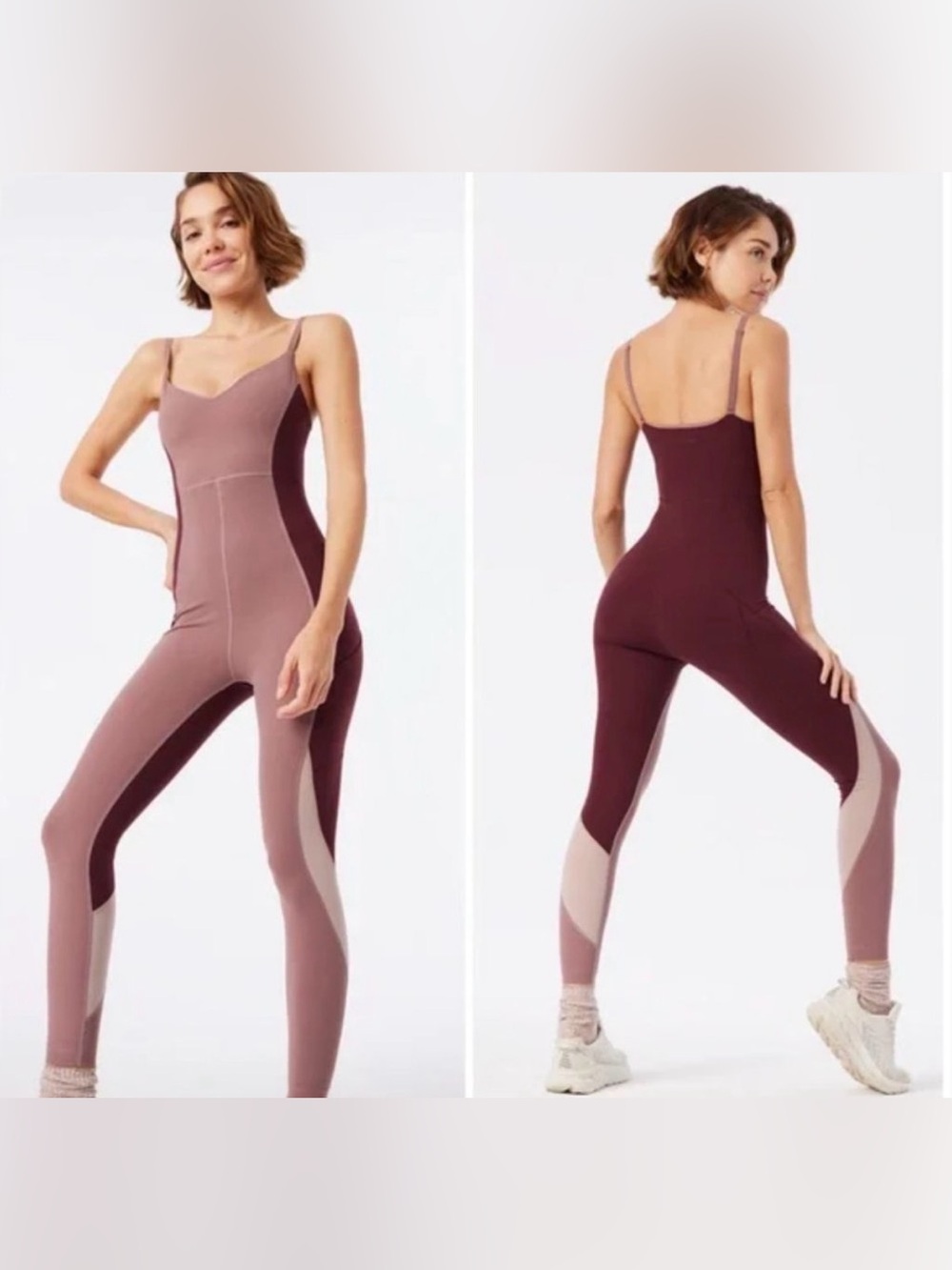 Outdoor Voices Zoom Full Length Bodysuit Deep Taupe Shiraz Mauve Mocha Medium